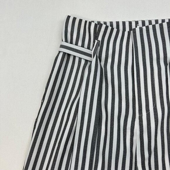 Venti6 Womens Paper Bag Striped Ankle Pants Belted Gray/White Size Medium - Picture 4 of 9